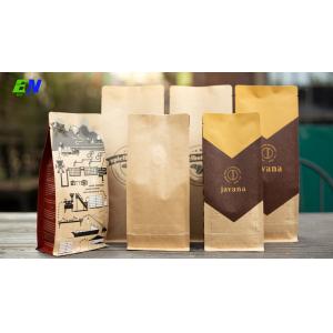 China Flat Bottom Kraft Paper Bag Kraft Paper Packaging For Coffee Bean With Valve supplier