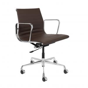 Dark Brown Luxury Executive Office Chair With Fixed Armrest / Nylon Caster