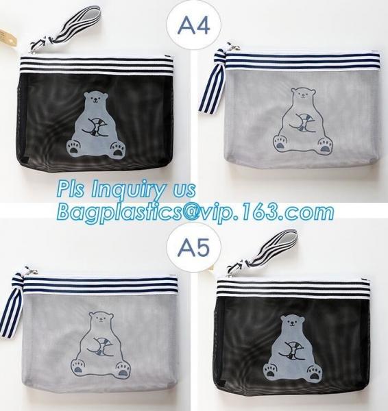 PVC Mesh File Bag With Closure Zipper File Folder Bag, Promotional hot PVC