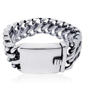 Men's Titanium Stainless Steel Wide Link Chain Bracelet (CE329)