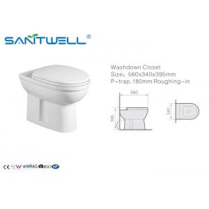 Bathroom European Washdown Toilet , Floor Mounted Two-piece Ceramic Toilet