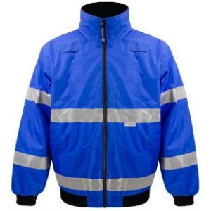 Blue Mens Reflective Jacket  Oxford PU Coated High Visibility For Road Safety