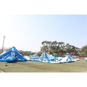 Blue White Giant Sea Inflatable Water Slide Water Park Obstacle Course