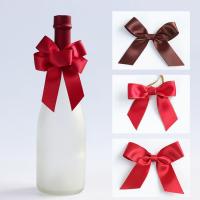 China Brown Elastic Satin Ribbon Bows Gift Wrapping For Red Wine Bottle on sale
