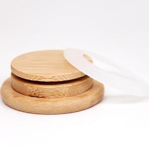                  Wholesale Bamboo Lids with Straw Hole Wooden Custom 16 Oz Glass Mason Jar Lid             