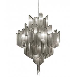 Art Deco Glass Lamp / Atlantis Terzani Suspension Lamp Chrome Finish