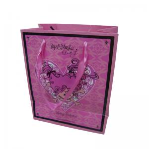 China Colored Custom Printed Recycled Paper Gift Bags With Satin Ribbon Handles Supplier supplier
