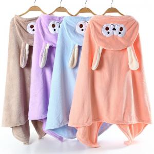 Customized Size Baby Hooded Bath Wrap Microfiber Coral Fleece Towel for Boys Girls