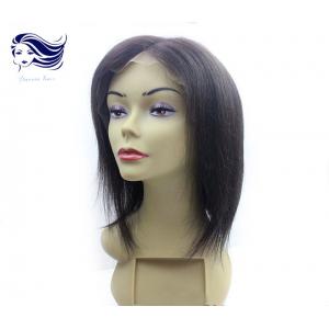 China Human Hair Short Front Lace Wigs Black Straight Wigs With Bangs supplier