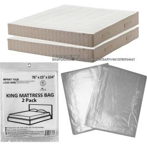 China King Mattress Poly Covers, 76 X 15 X 104 Inch, 2 Pack Heavy Duty Pe Clear Plastic Storage Bag Full Spring supplier