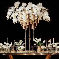 China ZT-578G New Luxury gold metal pipe tall stands for wedding decoration flower arrangement on sale