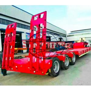 3 Axles Gooseneck Low Bed Semi Trailer For Excavator Transport 60 Ton Load
