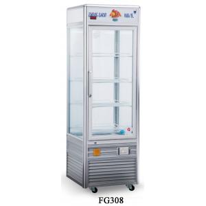 China Single Temperature Refrigerated Cake Display Cabinets 308L Four - Sides Tempered Glass Aluminium Frame supplier