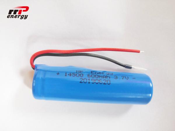 Cylindrical Shape Rechargeable Lithium Ion Batteries 3.7V 14500 600mAh IEC CB