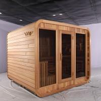 China Pure Canadian Red Cedar Wooden Cube Sauna Outdoor Dry Sauna Room on sale