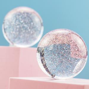 China Customized Clear Glitter Ball Shiny Arylic Ball Glitter Powder Resin ball supplier