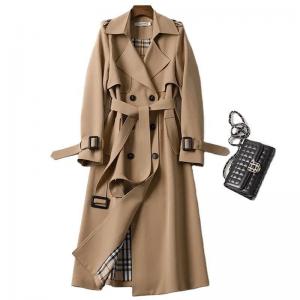Elegant Light Fashion Puffer Down Coat Belted Overcoat Women Trench Coat