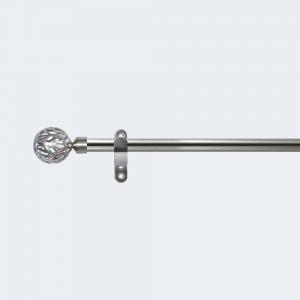 Ball Shape Matte Nickel Curtain And Rod Set Metal With Hollow Finial