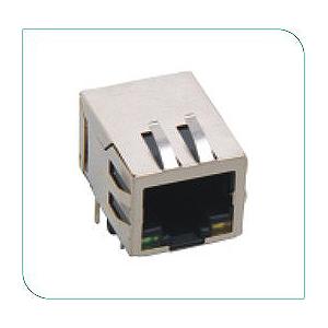 China LCP black Single Port Connecteur RJ45 Female Jack With Led Light supplier