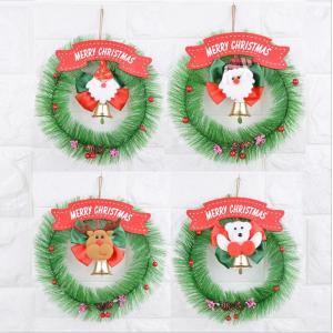 China Christmas Wreath Garland Santa Clause Snowman Door wall Hanging Ornament for Home Decoration supplier