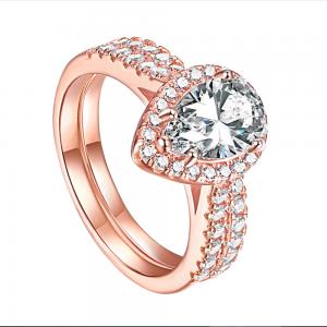 China 2021 Anillos De Boda Lucky Ring Affordable Classic Rose Gold CZ Rings Women Wedding Sterling Silver Set S925 For Ladies supplier