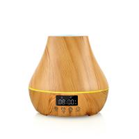 China Alarm Clock 400ml Wood Grain Aroma Diffuser With Power Off Protection on sale