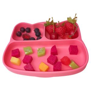 Silicone Suction Plate Oem Customized Food Grade Cat Shape Kids Feeding Set Baby