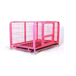 China A gaiola dobrável do canil da caixa do cão da rede de arame cor-de-rosa do metal da cor pode personalizado supplier