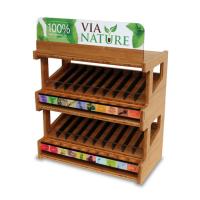 China Counter Top Cosmetic Display Stand Essential Oil Wooden Display Rack With Custom Logo on sale