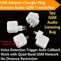 China Mini AC Adapter Charger US/EU Plug Hidden Spy GSM SIM Remote Audio Transmitter Listening Ear Bug W/ 5V USB Output on sale