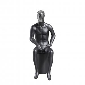 Sitting Posture Male Full Body Mannequin Gold And Silver Plated Facial Model