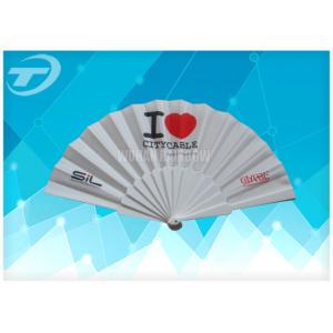 China Customized Plastic Folding Fan With Fabric ,  Size 23cm Hand Held Folding Fans supplier