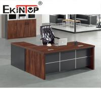 China MDF Wooden Executive Large Office Desk L Shaped PVC Edges Mahogany Color on sale