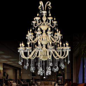 China Traditional Large Crystal Chandeliers For Hotel Foyer Project Lighting (WH-CY-35） supplier