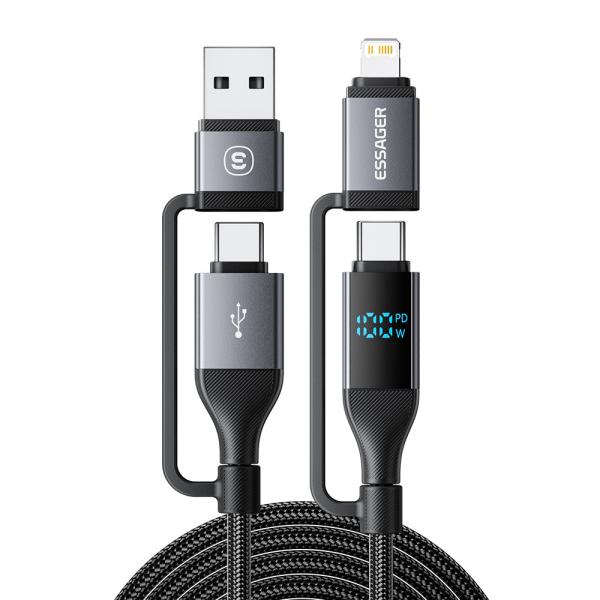 ESSAGER ES-X70 4 en 1 QC PD USB A/C a USB C/L Cable de carga de datos