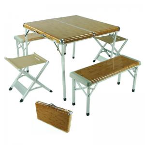 Packable Aluminum Picnic Folding Table 4 Separate Folding Stools