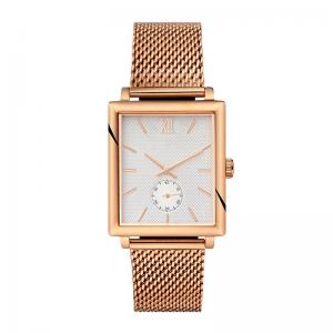 China Rose Gold Square Stainless Steel Back Base Metal Bezel Japan Movt Watch wholesale