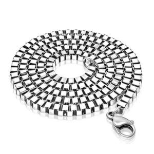 Men's 925 Silver Plated Titanium Stainless Steel  Box Chain Necklace (CE496)