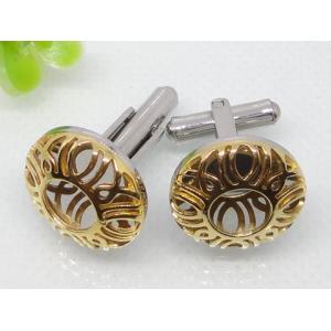 China Gold Engraved Stainless Steel Cuff Links 1620030 supplier