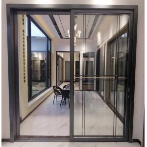 China Black Narrow Frame Double Glass Aluminium Sliding Doors For Meeting Room supplier