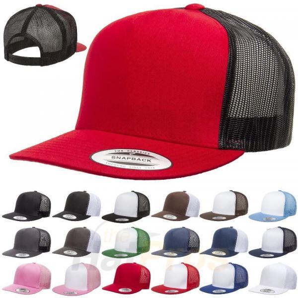 Plastic Closure Mesh Trucker Hats Blank 5 Panel Colorful Snapback Cap Cotton