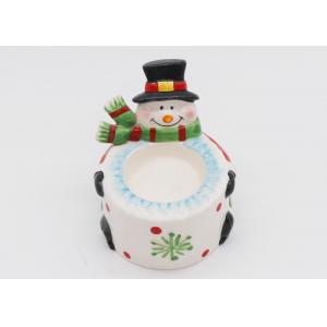 China Ceramic Hand Painted Candle Holders Earthenware Material For Christmas Decoration supplier