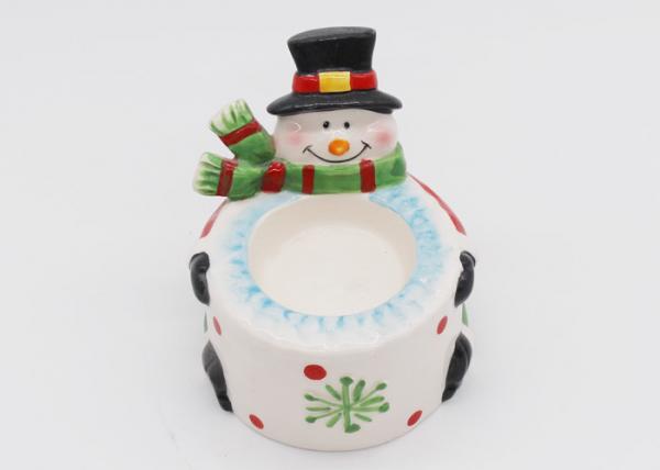 Ceramic Hand Painted Candle Holders Earthenware Material For Christmas