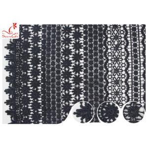 China 120CM Width Eco Dyeing Black Lace Fabric With Floral Pattern High Color Fastness supplier