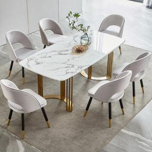 SEDIA Marble Dining Table Chair Sets With Stainless Steel Legs