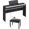 Yamaha P-125B 88-Key Weighted Action (GHS) Digital Piano (Black) Bundle with