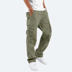                 Sports Polyester Super Dry Trousers Solid Pockets Zip Man Casual Cargo Pants for Men             