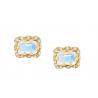 5×7MM Emerald Cut Diamond Earrings With Sprinkled Diamond for Gift