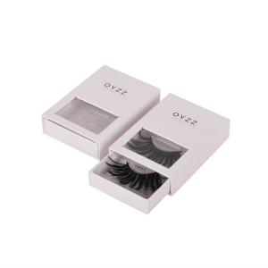 Sturdy White Cardboard Eyelash Box With Visible Window Slide Tray