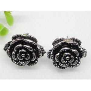 China Black Stainless Steel Flower Stud Earrings 1320401 supplier